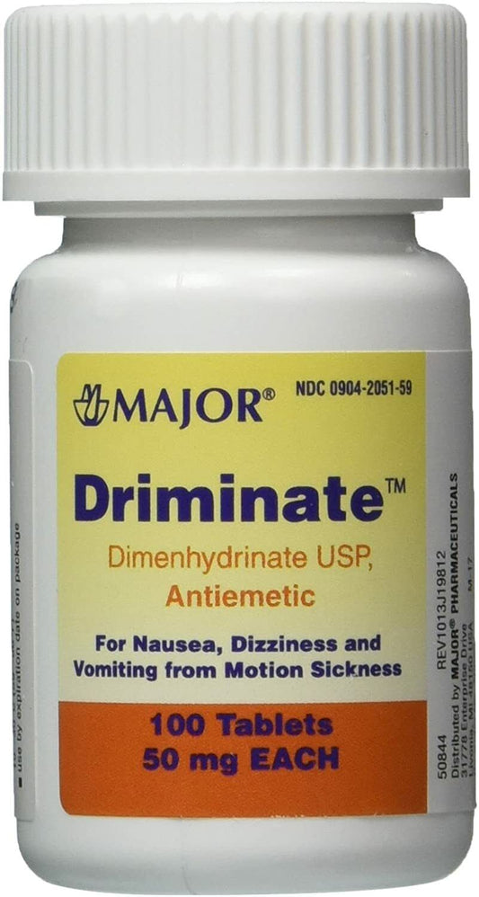 DRIMINATE 50 mg 100 TAB Anti Nausea MOTION SICKNESS Sea Car Plane like DRAMAMINE