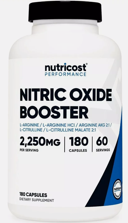 Nutricost Nitric Oxide NO2 Booster 2250mg 180caps (750mg per cap - 60 servings)