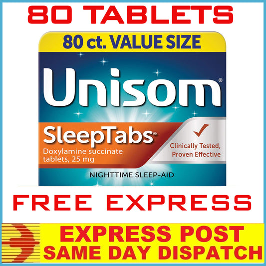UNISOM Doxylamine Succinate Sleep Aid Tablets 80 Count Fresh JANUARY 2026 AUS Stock