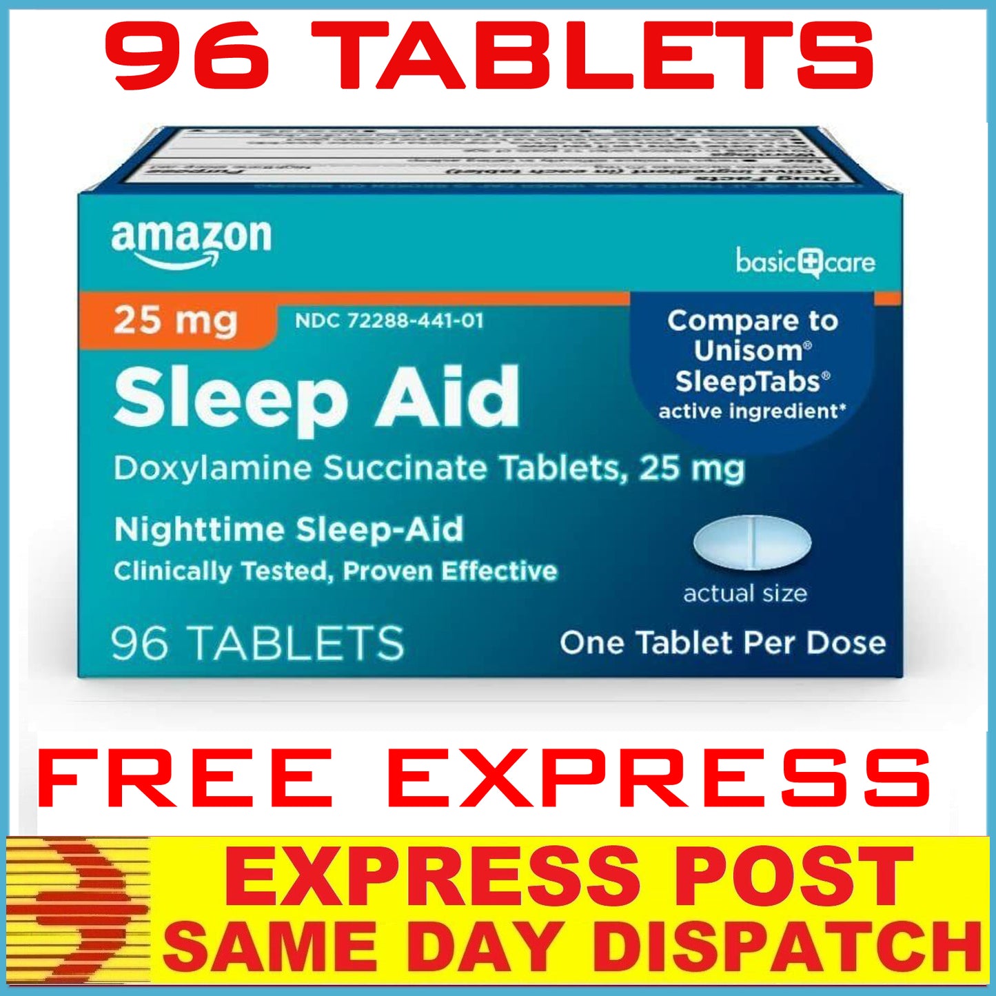 AMAZON Basic Care Sleep Aid Doxylamine Succinate Tablets 25 mg 96 Tabs