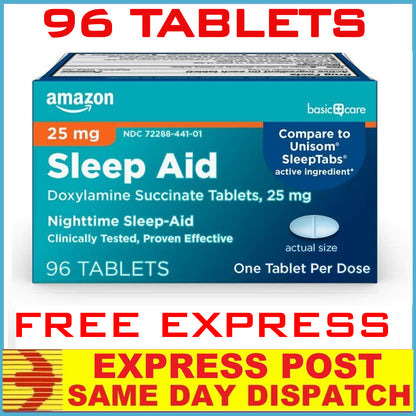 AMAZON Basic Care Sleep Aid Doxylamine Succinate Tablets 25 mg 96 Tabs