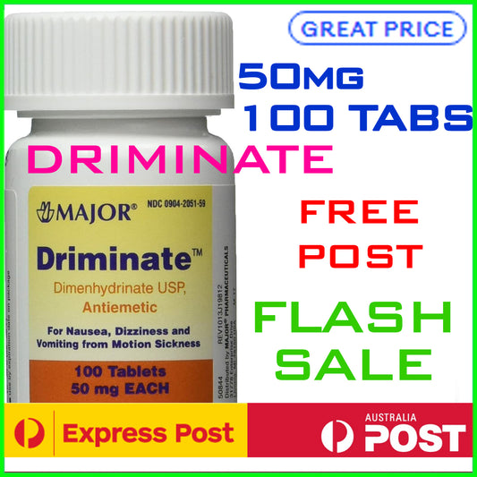 DRIMINATE 50 mg 100 TAB Anti Nausea MOTION SICKNESS Sea Car Plane like DRAMAMINE
