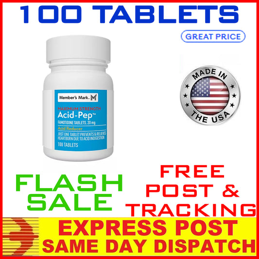 Famotidine 20mg 100 TABS Acid Reducer Heartburn Relief Like Pepcid