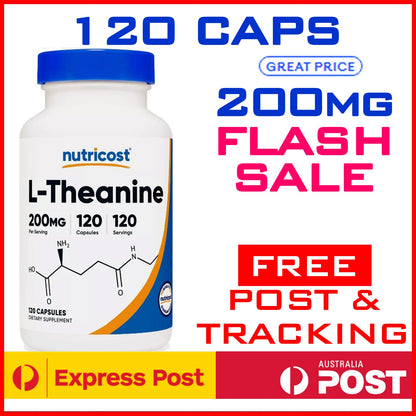 Nutricost L-Theanine 200mg 120 Capsule Premium Grade Gluten Free FAST POSTING
