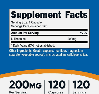 Nutricost L-Theanine 200mg 120 Capsule Premium Grade Gluten Free FAST POSTING