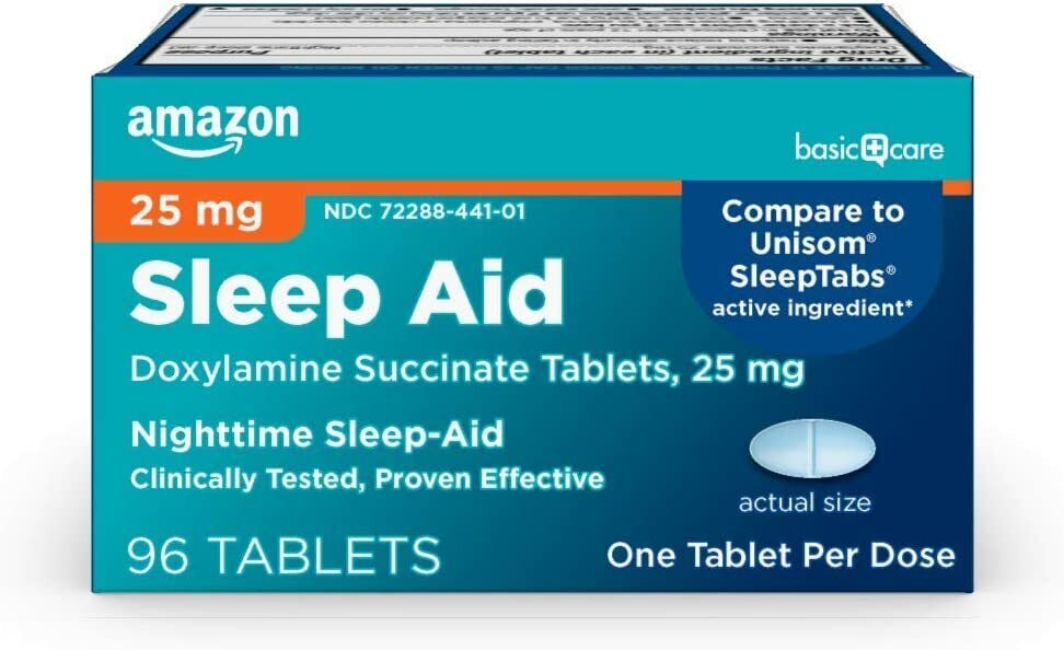 AMAZON Basic Care Sleep Aid Doxylamine Succinate Tablets 25 mg 96 Tabs