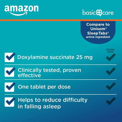 AMAZON Basic Care Sleep Aid Doxylamine Succinate Tablets 25 mg 96 Tabs